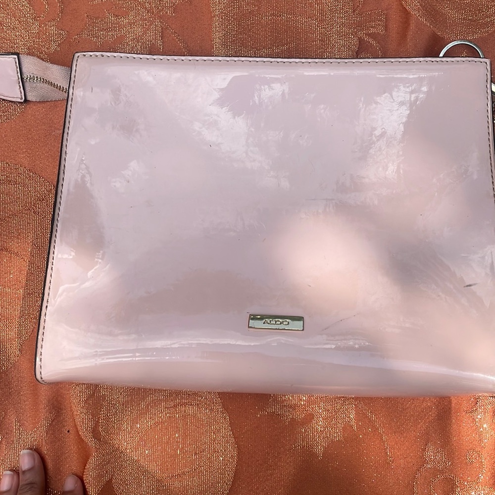 Baby pink large zip up clutch